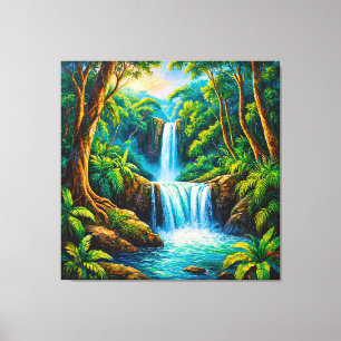 Rustige Jungle Waterval Canvas Afdruk