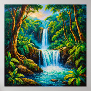 Rustige Jungle Waterval Poster