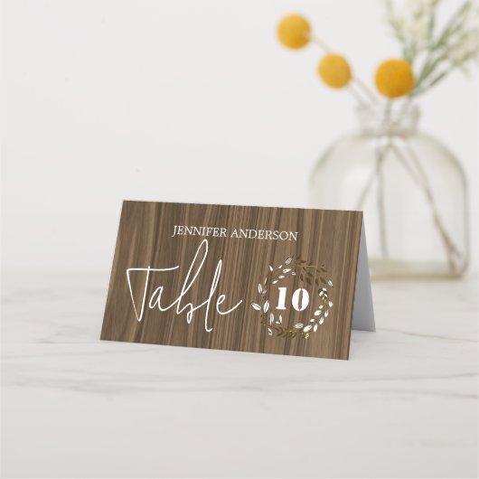 Rustige Kaarten van wood Leaf Wreath Wedding Table (Voorkant)