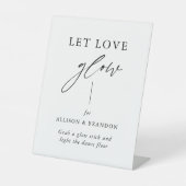 Rustige kalligrafie laat je liefhebben op gloedwed reclamebord met voetstuk (Voorkant)