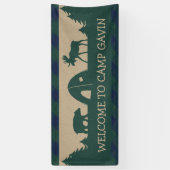 Rustige kampeerfeestfeestdag, welkomstbanner spandoek (Verticaal)