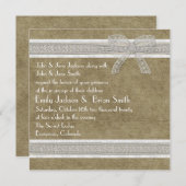 Rustige kant en burlap huwelijksuitnodigingen kaart (Voorkant / Achterkant)