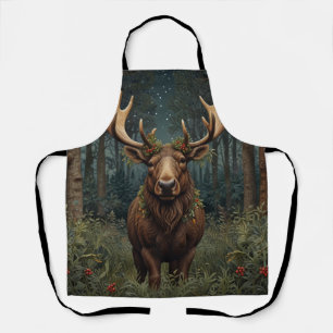 Rustige Kerst eland hert boho bos boslandschap Schort