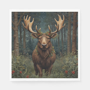 Rustige Kerst eland hert boho bos boslandschap Servet