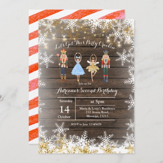 Rustige kerst Glitter Birthday Invite Kaart (Voorkant / Achterkant)