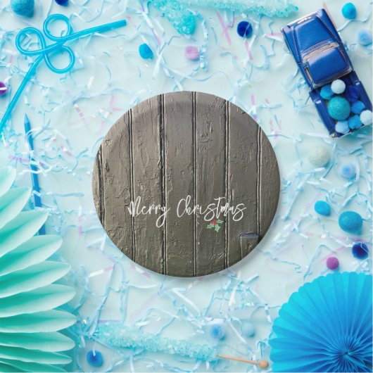 Rustige kerst Holly Black Barn-deur Papieren Bordje (Feest)