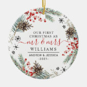 Rustige kerst | Mr. & Mrs Photo Ceramic Keramisch Ornament (Voorkant)
