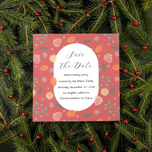 Rustige Kerst Natuur Patroon Save The Date