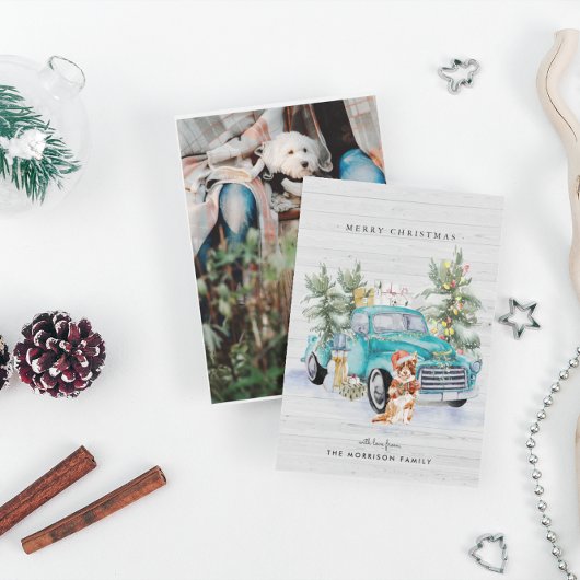 Rustige kerstakelkaartje voor vrachtwagens feestdagenkaart