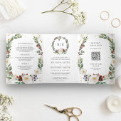 Rustige kerstbeker monogram QR Code Weddenschap Drieluik Uitnodiging