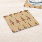 Rustige kerstbomen vierkante kartonnen onderzetter (Schuin)