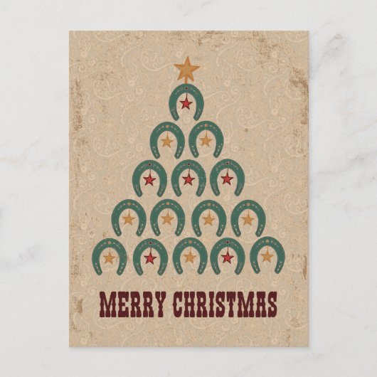 Rustige kerstboom met Hoefijzer Briefkaart (Voorkant)