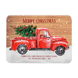 Rustige kerstboom  Red Truck Magneet