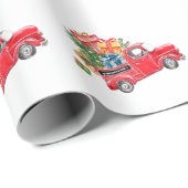 Rustige kerstboom  Rode vrachtwagen naam Cadeaupapier (Rol Hoek)