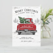 Rustige kerstboom Rode vrachtwagen naam Feestdagenkaart (Staand voorkant)
