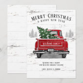 Rustige kerstboom Rode vrachtwagen naam Feestdagenkaart (Voorkant / Achterkant)