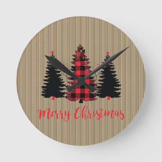 Rustige kerstboom ronde klok (Voorkant)