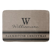 Rustige kerstboomschilderkerstak - Burlap-monogram Badmat (Voorkant)