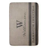 Rustige kerstboomschilderkerstak - Burlap-monogram Badmat (Voorkant Verticaal)