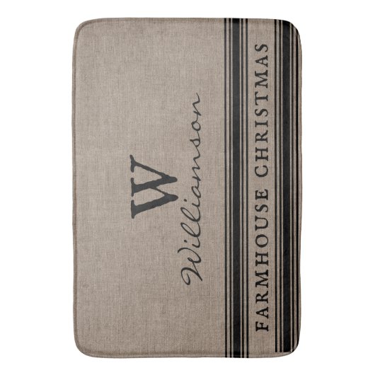 Rustige kerstboomschilderkerstak - Burlap-monogram Badmat (Voorkant Verticaal)