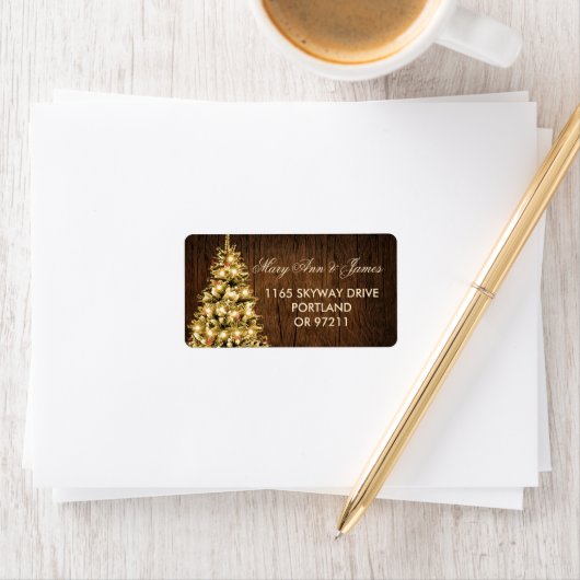 Rustige kerstbruiloft - adresboom en lint etiket (Insitu)