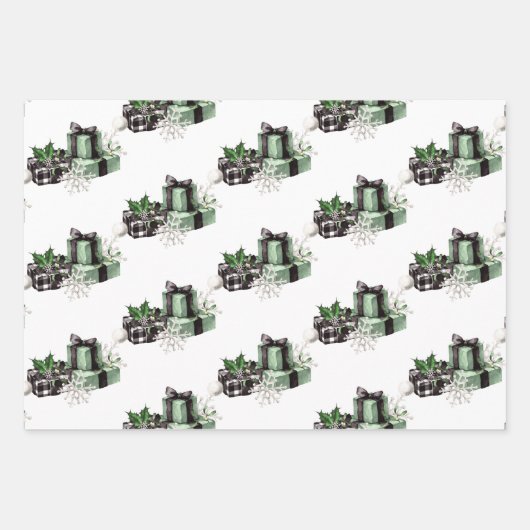 Rustige kerstbuffelkoordbril inpakpapier vel (Voorkant 3)