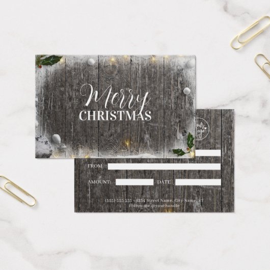 Rustige kerstcadeaubon voor hout visitekaartje (Kantoor)