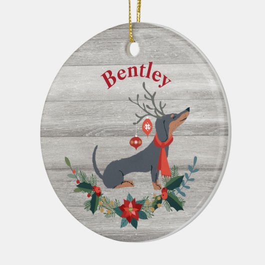 Rustige kerstdag met Antlers & Greenery Keramisch Ornament (Links)
