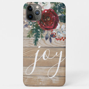 Rustige kerstfeestdag Joy Floral Wood iPhone 11 Pro Max Hoesje