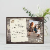 Rustige kerstfoto met oud papier feestdagenkaart (Staand voorkant)