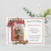 Rustige kerstfoto Save the Date (Staand voorkant)