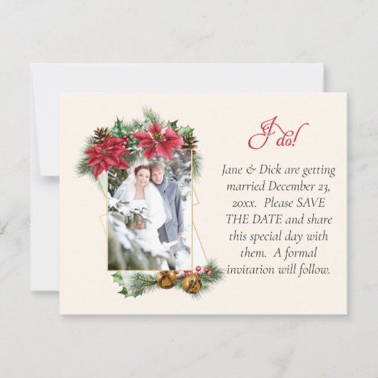 Rustige kerstfoto Save the Date Aankondiging (Voorkant)