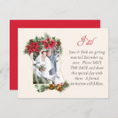 Rustige kerstfoto Save the Date Aankondiging (Voorkant / Achterkant)