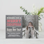 Rustige kerstfotokaarten rood feestdagenkaart (Staand voorkant)