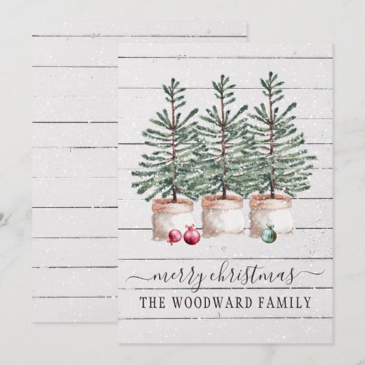 Rustige kerstkaarten met bomen (Voorkant / Achterkant)