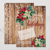 Rustige kerstkaarthouder Poinsettia Feestdagenkaart (Voorkant / Achterkant)