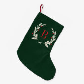 Rustige kerstLaurel Wreath Monogram Kleine Kerstsok (Voorkant (Hangend))