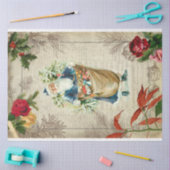 Rustige  Kerstman met bloemen, pine en muziek Tissuepapier (Craft)