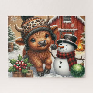 Rustige Kerstmis Hoogland Koe Jigsaw Puzzel