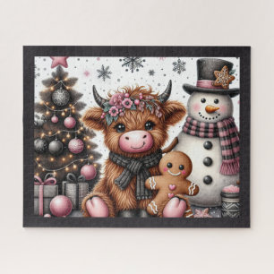 Rustige Kerstmis Hoogland Koe Jigsaw Puzzel
