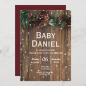 Rustige Kerstmis in Wood Pinecone Apples Kaart (Voorkant / Achterkant)