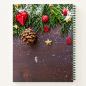 Rustige kersttafel met pine- en sneeuwgaasboek notitieboek (Achterkant)