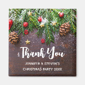 Rustige kersttafel met pine & sneeuw Dank u Magneet (Voorkant)