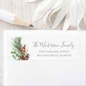 Rustige kerstwinter Botanische Greenery Etiket (Insitu)