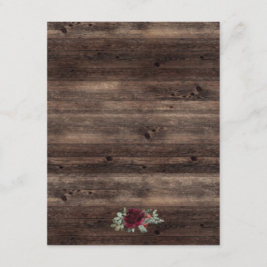 Rustige kerstwinterbruiloft informatiekaartje (Achterkant)