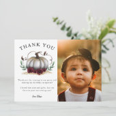 Rustige Kleine Pompoen Verjaardagsfeest Foto Bedankkaart (Staand voorkant)