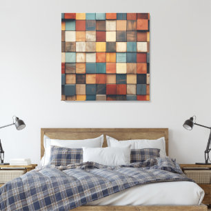 Rustige Kleurrijke Houten Blokken Patroon Canvas Afdruk