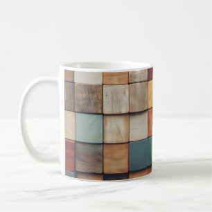 Rustige Kleurrijke Houten Blokken Patroon Koffiemok
