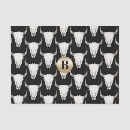 Rustige Koe Schull Boho Monogram op persoonlijke t Tissuepapier (Voorkant)