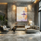 Rustige Koi Pond en Pagoda Wall Art Poster